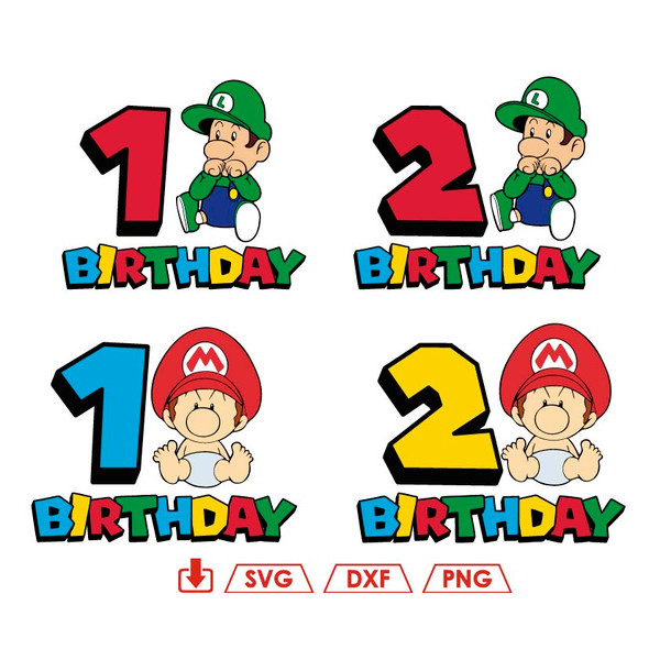 Baby Mario Birthday svg, Mario Font svg, Mario svg, Mario Nu Inspire