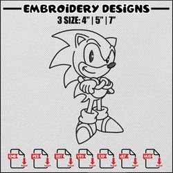 sonic black white embroidery design, sonic embroidery, sonic design, embroidery shirt, embroidery file, digital download