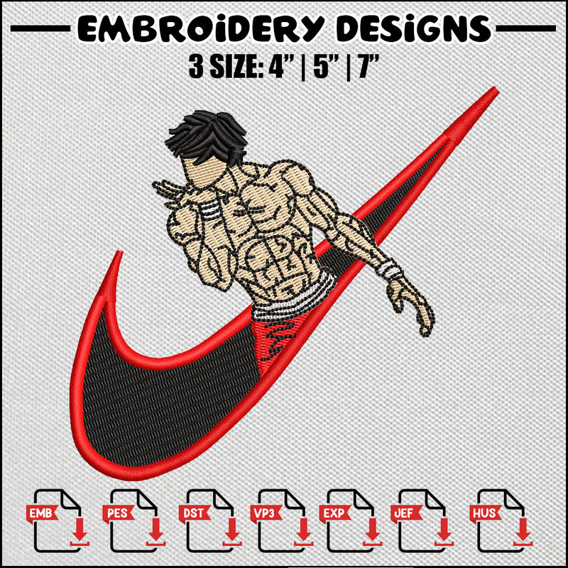 Baki swoosh embroidery design