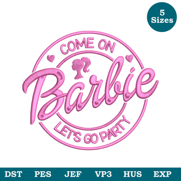 Barbie Patch Embroidery Design 5 Sizes  Barbie Font Embroidery Design-Barbie Digital Embroidery File  Girl Embroidery - instant Download image 1.jpg
