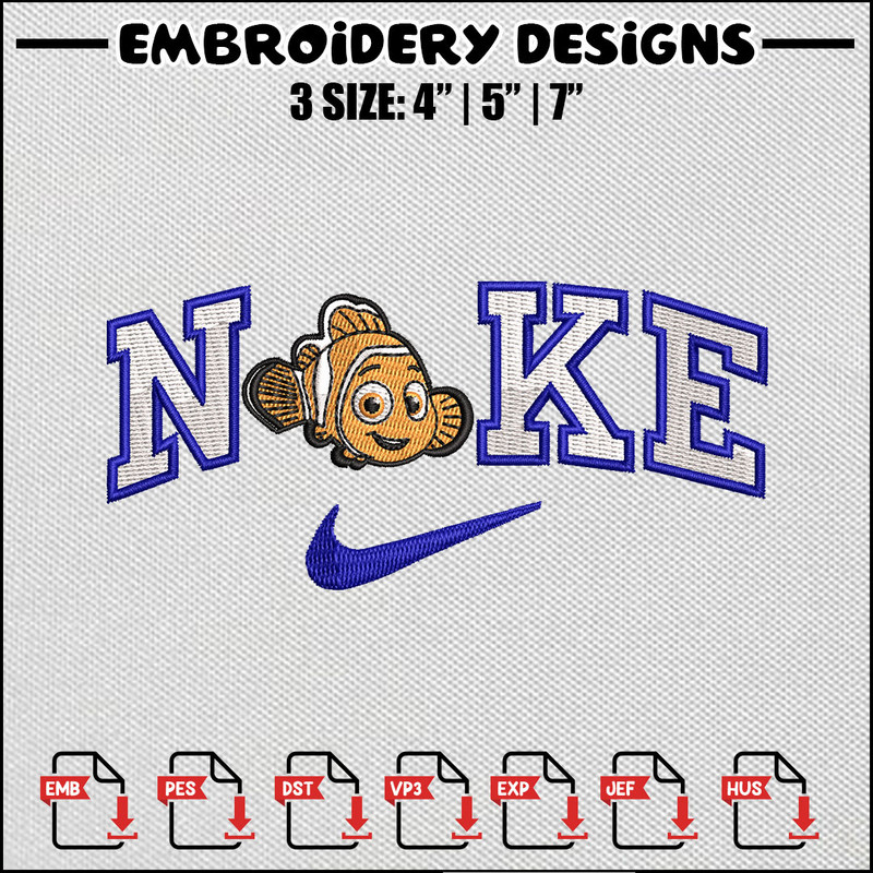 Cute fish x nike embroidery design