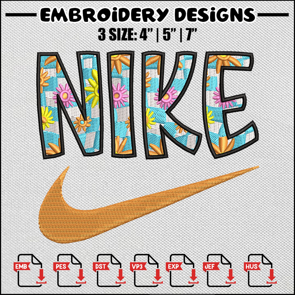 Nike flower embroidery design