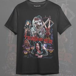 vintage terrifier scary clown horror movie unisex t-shirt - limited terrifier movie tshirt - gifts for men and women - h