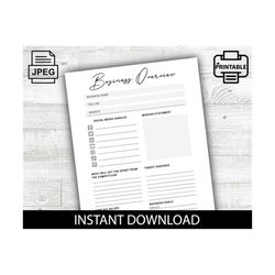 business overview, tracker, business stats, printable, growth planner, digital download, organization, office notes, str