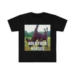hold your horses antimeme funny meme shirt