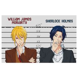 Anime cross stitch pattern Moriarty and Sherlock PDF