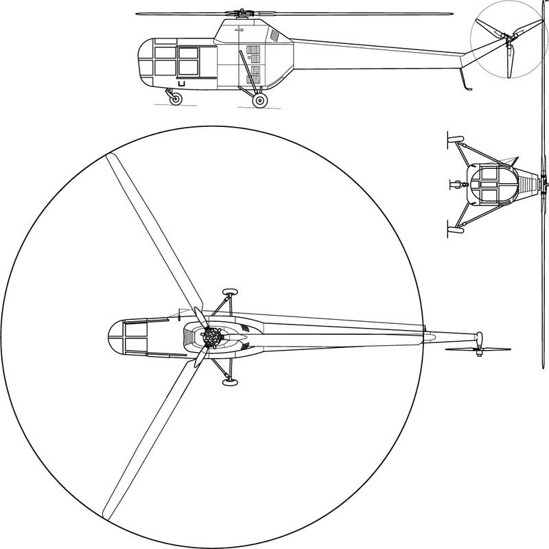 Yakovlev Yak 100 3 view ine drawing.jpg