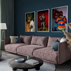 kanye west set of 3 posters, graduation album cover, ye graphic poster, murakami album poster, poster wall art, album co