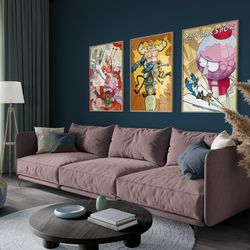 regular show set of 3 posters, movie cover, regular show, film cover graphic poster, cartoon network, tv show, tv wall a