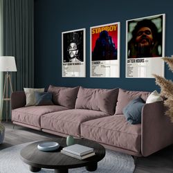 the weeknd set of 3 posters, starboy album cover, after hours, the weeknd graphic poster, creepin album poster, wall art