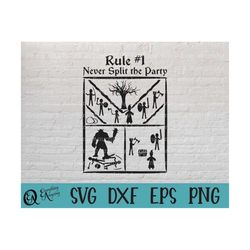 never split the party svg, dungeons and dragons, dungeon master, dnd rules, dice dnd svg, rpg, ttrpg, cricut, silhouette