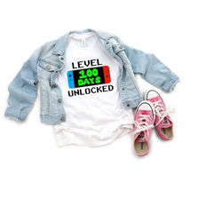 level 100 days unlocked shirt | 100th day of school | 100 days school shirt | boys 100th day | girls 100th day | gaming