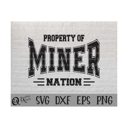 miner nation svg, miners mascot svg, miners school spirit svg, miners cheerleading, miners team gear, cricut, silhouette