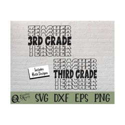 third grade teacher svg, 3rd grade teacher svg, back to school svg, 3rd grade squad, teacher life, cricut, silhouette, s