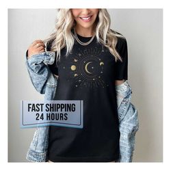 Planet and Moon Outline Tshirt, Mom Shirt, Mom Shirts, Shirts for Women, Gift for Girlfriend, Gifts for Her, Plus Size T