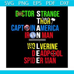 doctor strange thor captain america ironman wolverine deadpool svg