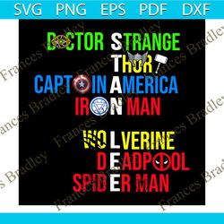 doctor strange thor captain america ironman wolverine deadpool svg