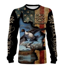 duck hunting american flag custom name duck hunting shirts 3d all over printed shirts personalized hunting gift for hunt