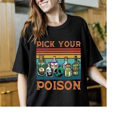 vintage retro pick your poison disney halloween shirt, retro disney villains poison, mickey's not so scary shirt hallowe