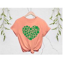 Shamrock Heart St Patricks Day Shirt, St Pattys Day Shirt, Four Leaf Clover Tee, Lucky Shirt for Women, Cute Paddys Day,