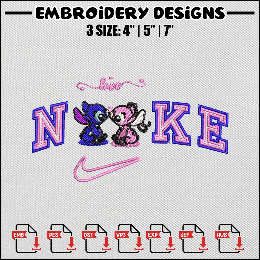 Nike stitch couple embroidery design
