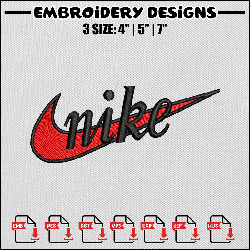 Nike red embroidery design