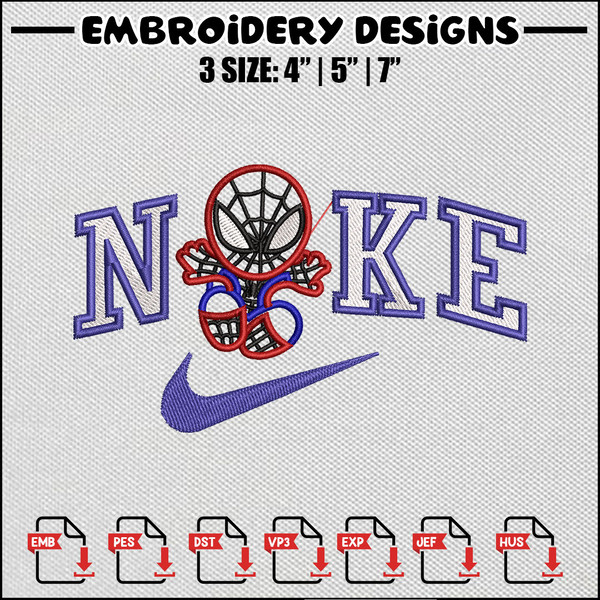 Nike spiderman baby embroidery design