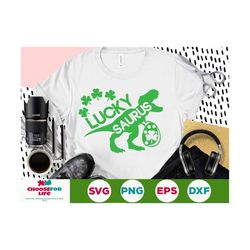 lucky saurus svg st. patricks rex svg boy st patricks svg dinosaur st patricks day svg dino with shamrock cut files, sil