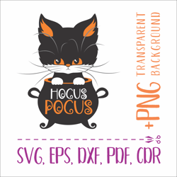 Hocus pocus | Halloween SVG with black cat