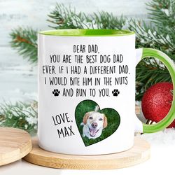 Dog Dad Christmas Gifts, Dog Dad Gift, Personalized Dog Mug, Custom Dog Photo, Dog Lover Christmas Gifts, Dog Dad Birthd