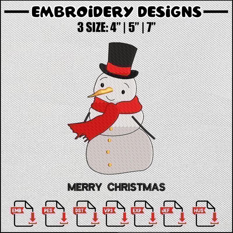 Snowman embroidery design