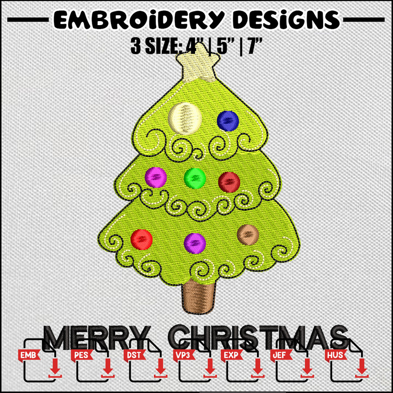 Tree chrismas embroidery design