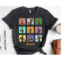 marvel groot guardians of the galaxy t-shirt, groot emotions shirt, groot moods tee, disneyland disney world tee unisex