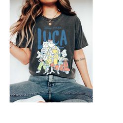 disney pixar luca vintage group shot logo t-shirt, disneyworld shirt, disneyland vacation trip gift shirt, disneyland tr