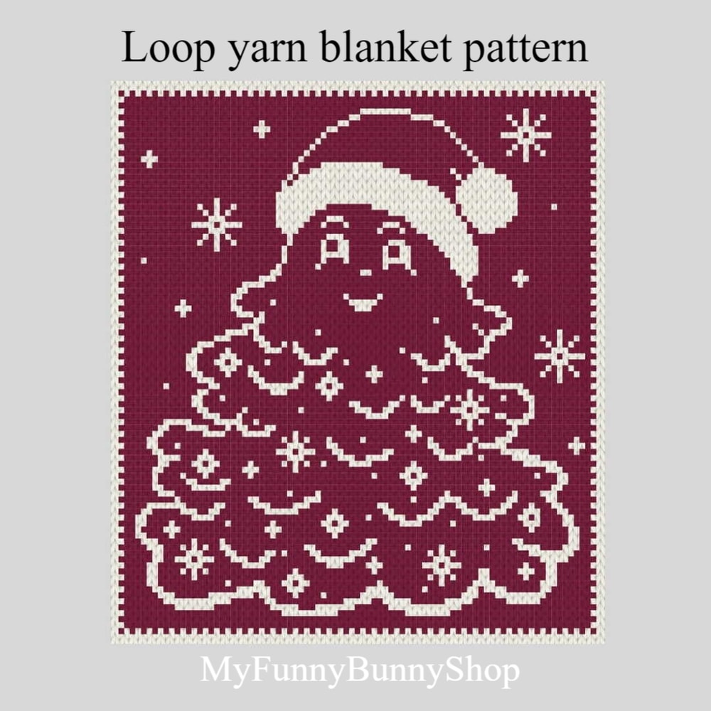 loop-yarn-finger-knitted-christmas-tree-blanket
