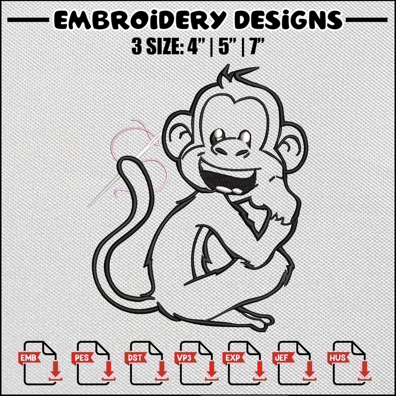 Monkey embroidery design