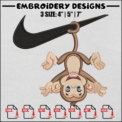 Monkey swoosh embroidery design, Nike embroidery, Nike design, Embroidery file, Embroidery shirt, Digital download