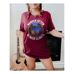 wander often wonder always tshirt, camping tshirt, happy camper, camp shirt, summer camp, camp gifts, travel gift, gift