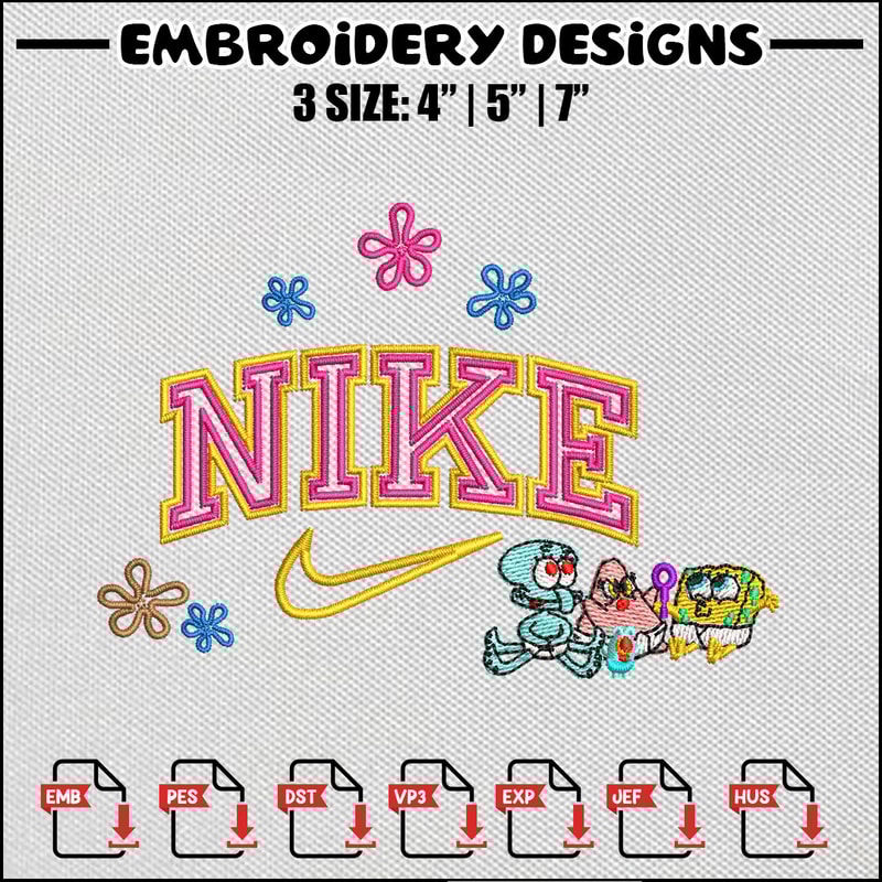 Nike spongebob embroidery design