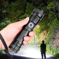 90000lm led tactical flashlight rechargeable