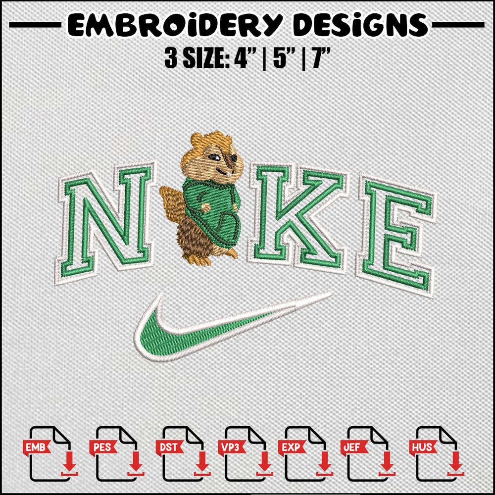 Nike squirrel embroidery design