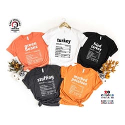 nutrition thanksgiving food t-shirt, thanksgiving shirt, fall shirt, thanksgiving tee, grateful shirt, family group shir