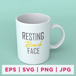 resting beach face summer sticker design