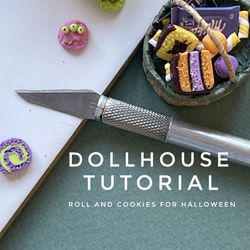 TUTORIAL - miniature two-color roll and cookies for Halloween