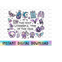 it's the most wonderful time of the year, happy halloween, cute halloween, skeletons bats pumpkin, headstone png, witch'