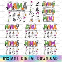 bundle custom this mama loves her spooky crew png, halloween ghost png, happy halloween png, cute boo png, trick or trea