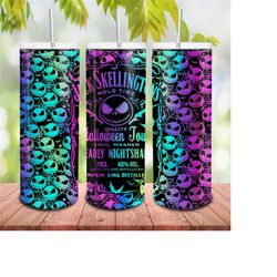 horror halloween 20oz skinny tumbler png, trick or treat png, horror movie, horror characters png, spooky season,skeleto