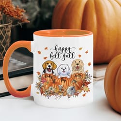 personalized fall dog mug, funny dog mug, happy fall y'all mug, fall mug, autumn mug, thanksgiving gifts, fall decor, gi