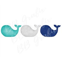 digital png file whale trio teal, navy blue & grey watercolor line of three nautical printable clipart sublimation desig