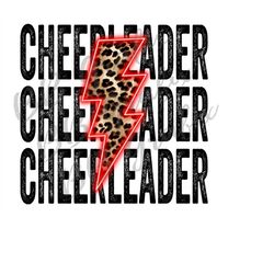 digital png file cheerleader stacked neon cheetah leopard lightning bolt printable waterslide t-shirt sublimation design